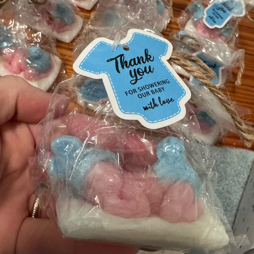 Baby shower favors candles and soaps